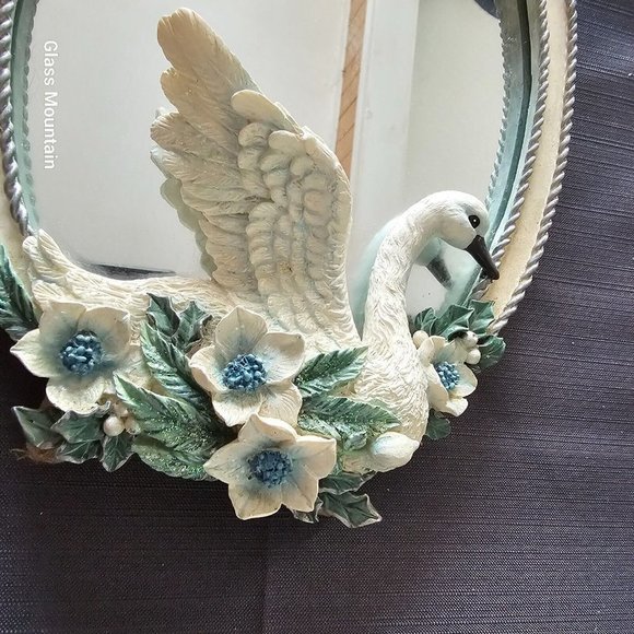SOLD - Innovation Royal Serenity Vintage Swan and Floral Coasters & Mirror - Picture 11 of 16